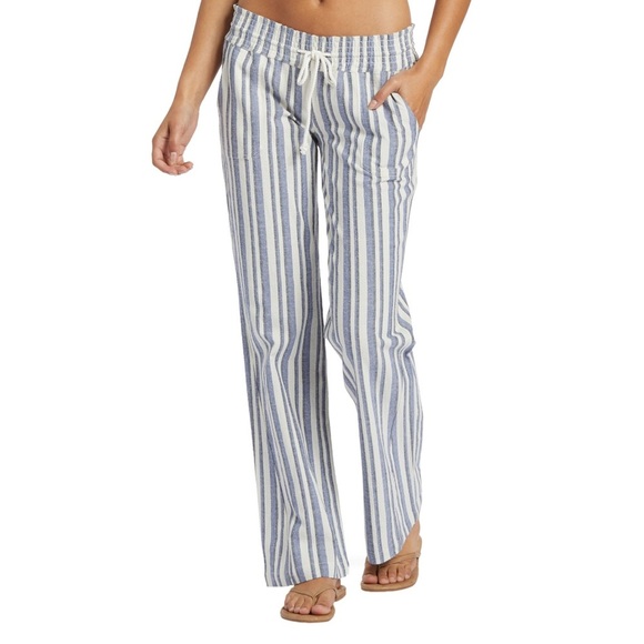 New Roxy Oceanside pants cotton linen beachy 
Surf - Picture 1 of 5